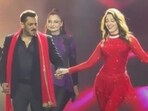 Salman Khan performs with Tamannaah Bhatia during Dabangg Tour. Salman Khan performs with Tamannaah Bhatia during Dabangg Tour.