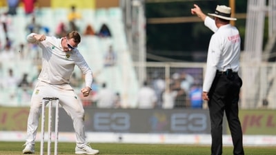 Meanwhile, Simon Harmer dismantled India's batting line up with a four-fer, bowling them out for 189. (AP) Meanwhile, Simon Harmer dismantled India's batting line up with a four-fer, bowling them out for 189. (AP)