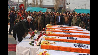 LG Manoj Sinha paying tribute to the victims of accidental blast at the Nowgam police station, in Srinagar on Saturday. (Waseem Andrabi /HT) LG Manoj Sinha paying tribute to the victims of accidental blast at the Nowgam police station, in Srinagar on Saturday. (Waseem Andrabi /HT)