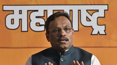 Mumbai, India - April 23, 2024: BJP leader Vinod Tawde addressing to media during press conference in Mumbai, India, on Tuesday, April 23, 2024. (Photo by Anshuman Poyrekar/ Hindustan Times) (Hindustan Times) Mumbai, India - April 23, 2024: BJP leader Vinod Tawde addressing to media during press conference in Mumbai, India, on Tuesday, April 23, 2024. (Photo by Anshuman Poyrekar/ Hindustan Times) (Hindustan Times)