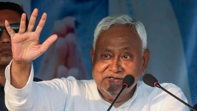 Bihar Chief Minister Nitish Kumar addresses the election rally for the Bihar assembly elections, in Muzaffarpur on Tuesday. (ANI)