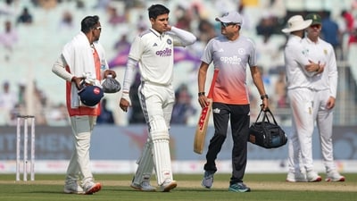 Shubman Gill didn't come out to bat due to a neck sprain. (PTI) Shubman Gill didn't come out to bat due to a neck sprain. (PTI)