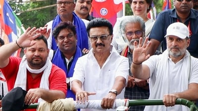 Tamil Nadu CM MK Stalin, Lok Sabha LoP and Congress MP Rahul Gandhi, party MP Priyanka Gandhi, RJD leader Tejashwi Yadav. (AICC/File) Tamil Nadu CM MK Stalin, Lok Sabha LoP and Congress MP Rahul Gandhi, party MP Priyanka Gandhi, RJD leader Tejashwi Yadav. (AICC/File)
