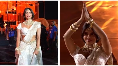 Priyanka Chopra at the Globe Trotter event in Hyderabad. Priyanka Chopra at the Globe Trotter event in Hyderabad.