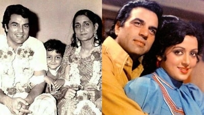 Dharmendra with ex-wife Prakash Kaur; Dharmendra with wife Hema Malini Dharmendra with ex-wife Prakash Kaur; Dharmendra with wife Hema Malini