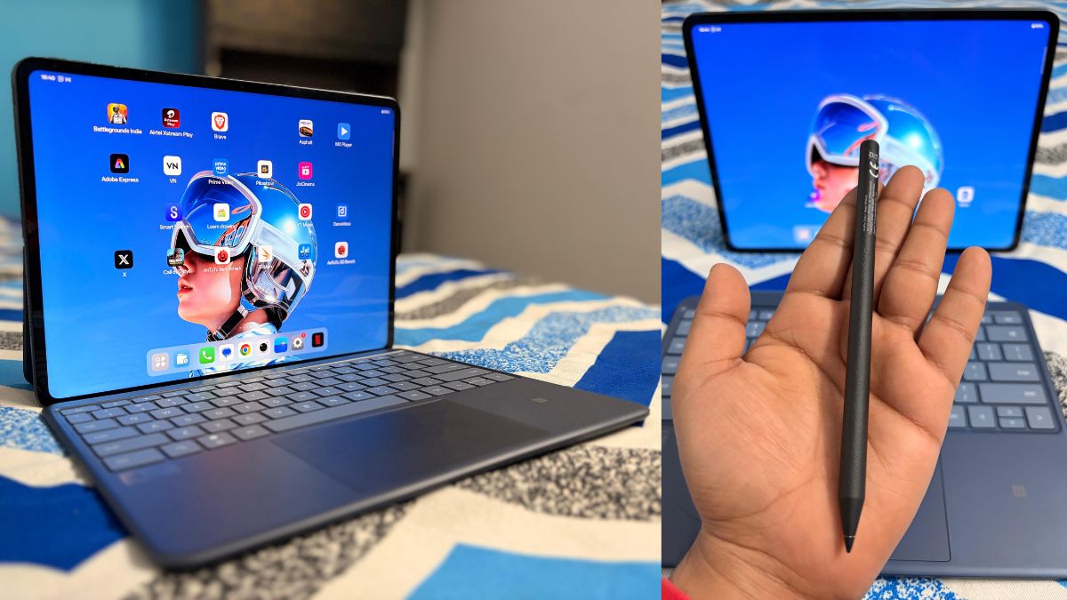 OnePlus Pad 3's Smart Keyboard, Folio Case and Stylus. (Ijaj Khan - HT)