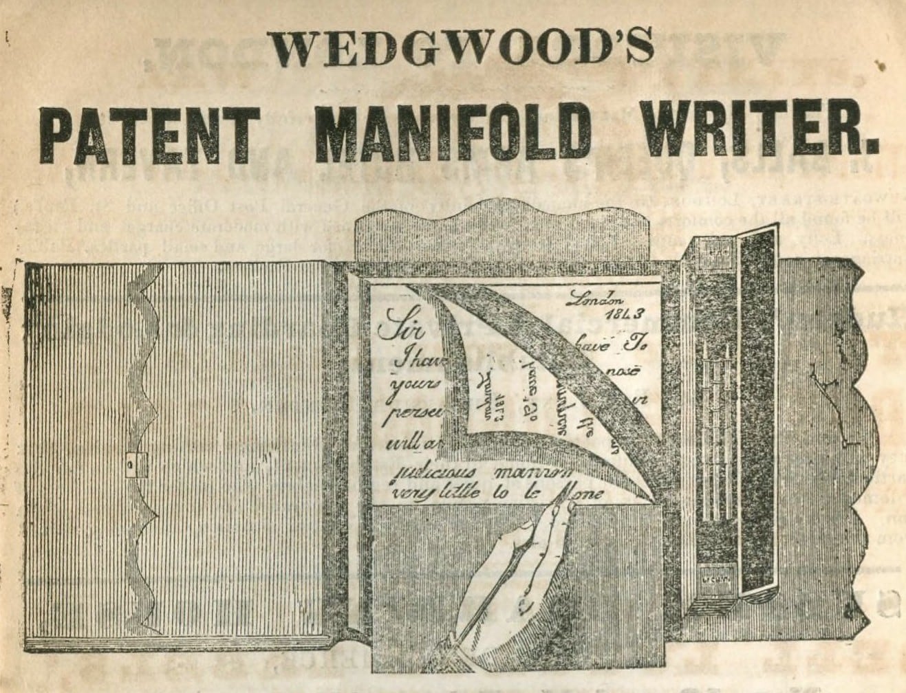 An 1845 ad for Ralph Wedgwood’s carbon paper. An 1845 ad for Ralph Wedgwood’s carbon paper.