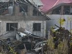 view of a damaged Nowgam police station after a blast occurred, in Srinagar in Srinagar, India, on Saturday, November 15, 2025.  (Photo by 