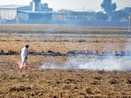 Jind superintendent of police (SP) Kuldeep Singh on Sunday suspended 10 policemen for negligence in preventing crop residue burning. (HT File)