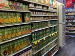 A view of canned food and products in aseptic cartons for sale at the Morton Williams grocery store, in Manhattan, New York City.