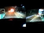 The footage shows the car honking at the auto-rickshaw before stopping it. (X@KarnatakaPortfolio)