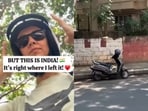 An Italian woman in Bengaluru posted a video saying her helmet stayed safe outside a shop, noting it would not last minutes in Italy.