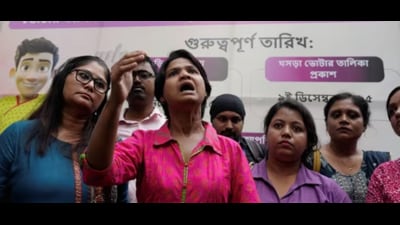 BLOs demanding official duty status and security cover for SIR in West Bengal. (PTI/File) BLOs demanding official duty status and security cover for SIR in West Bengal. (PTI/File)