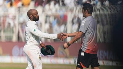 India's head coach Gautam Gambhir greets South Africa's captain Temba Bavuma after the Kolkata Test. (AP) India's head coach Gautam Gambhir greets South Africa's captain Temba Bavuma after the Kolkata Test. (AP)