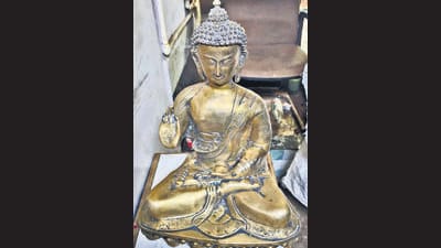 Japanese-made panchdhatu (five-metal alloy) idol of Gautama Buddha Japanese-made panchdhatu (five-metal alloy) idol of Gautama Buddha