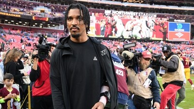 Washington Commanders quarterback Jayden Daniels suffered a left-elbow dislocation in Week 9. (AP) Washington Commanders quarterback Jayden Daniels suffered a left-elbow dislocation in Week 9. (AP)