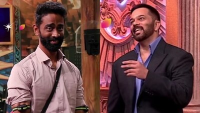 Rohit Shetty roasts Pranit More during Bigg Boss 19 Weekend Ka Vaar. Rohit Shetty roasts Pranit More during Bigg Boss 19 Weekend Ka Vaar.