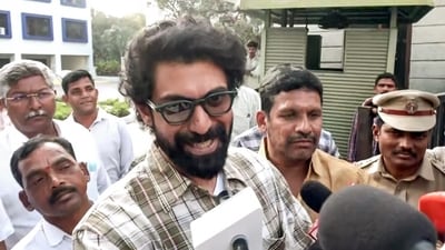 Rana Daggubati speaks to the media after being questioned in connection with an illegal betting apps case in Hyderabad on Saturday. (ANI ) Rana Daggubati speaks to the media after being questioned in connection with an illegal betting apps case in Hyderabad on Saturday. (ANI )