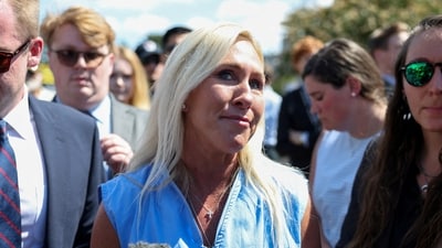 On Wednesday, Marjorie Taylor Greene was among just four House Republicans who collaborated with Democrats in endorsing a petition aimed at compelling a vote on the release of the complete Justice Department files pertaining to Epstein. (REUTERS)