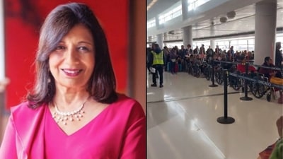 The video shows a long line of passengers seated in wheelchairs as airport staff assist them. (File; X/@zmx8067) The video shows a long line of passengers seated in wheelchairs as airport staff assist them. (File; X/@zmx8067)