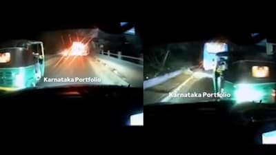 The footage shows the car honking at the auto-rickshaw before stopping it. (X@KarnatakaPortfolio)