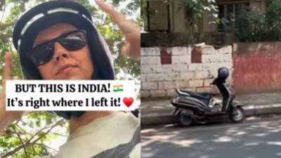 An Italian woman in Bengaluru posted a video saying her helmet stayed safe outside a shop, noting it would not last minutes in Italy. (Instagram/serenaspeaksalot)