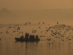 Gram it: People gather on a boat and feed migratory seagulls as the Yamuna takes on a sepia tone under a thick layer of smog. The Capital’s AQI remained in the ‘severe’ category at around 400 across Delhi-NCR, with a blanket of haze settling over the city. Even as residents grappled with the pollution, Delhi recorded its coldest night of the season on Saturday, with the minimum temperature dipping to 9.7°C. Gram it: People gather on a boat and feed migratory seagulls as the Yamuna takes on a sepia tone under a thick layer of smog. The Capital’s AQI remained in the ‘severe’ category at around 400 across Delhi-NCR, with a blanket of haze settling over the city. Even as residents grappled with the pollution, Delhi recorded its coldest night of the season on Saturday, with the minimum temperature dipping to 9.7°C.