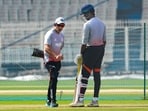 Sai Sudharsan with head coach Gautam Gambhir during a training session ahead of the first Test match against South Africa.