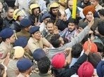 The FIR was lodged on the statement of sub-inspector Partibha, of the Sector 31 police station, who was among the police personnel deployed on the campus on November 10 in anticipation of unrest. (HT File) The FIR was lodged on the statement of sub-inspector Partibha, of the Sector 31 police station, who was among the police personnel deployed on the campus on November 10 in anticipation of unrest. (HT File)