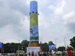 The tower functioned by drawing in polluted air, treating it with a mist-spraying system inside, and releasing filtered air. (HT File) The tower functioned by drawing in polluted air, treating it with a mist-spraying system inside, and releasing filtered air. (HT File)