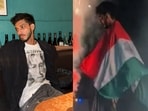 Talha Anjum pictured wearing the Indian tricolour 