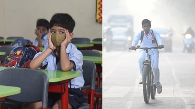 As AQI worsens, Delhi’s hybrid schooling turns chaotic for students and staff (File photos) As AQI worsens, Delhi’s hybrid schooling turns chaotic for students and staff (File photos)