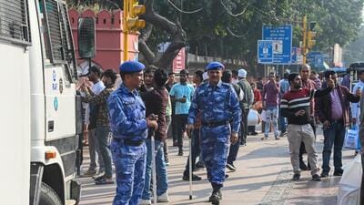 Increased security near the Red Fort blast site on Monday. (RAJ K RAJ /HT PHOTO) Increased security near the Red Fort blast site on Monday. (RAJ K RAJ /HT PHOTO)