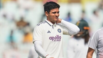 India's captain Shubman Gill reacts as he leaves the field after retired hurt on the second day of the first cricket test match between India and South Africa in Kolkata (AP) India's captain Shubman Gill reacts as he leaves the field after retired hurt on the second day of the first cricket test match between India and South Africa in Kolkata (AP)
