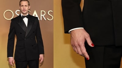 Alexander Skarsgård pushes fashion boundaries at Governors Awards 2025. Alexander Skarsgård pushes fashion boundaries at Governors Awards 2025.