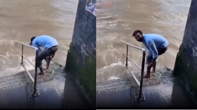 The video has sparked debate over cultural norms and concerns over water safety. (X/@wtf_praveen) The video has sparked debate over cultural norms and concerns over water safety. (X/@wtf_praveen)
