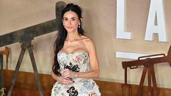 US actor Demi Moore poses on the red carpet on arrival for the UK Premiere of the second season of the US drama television series "Landman" in London on November 16, 2025. (Photo by Ben STANSALL / AFP) (AFP)