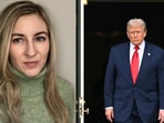 Catherine Lucey, Bloomberg's White House correspondent (L) and Donald Trump.
