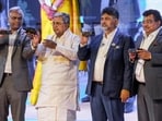 Chief Minister Siddaramaiah, Deputy Chief Minister D.K. Shivakumar, and state ministers MB Patil and Priyank Kharge launch the device on Tuesday. (PTI) Chief Minister Siddaramaiah, Deputy Chief Minister D.K. Shivakumar, and state ministers MB Patil and Priyank Kharge launch the device on Tuesday. (PTI)
