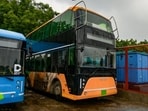 DTC cites route constraints for avoiding commuter service; the 9.8m-long bus returns a format shelved decades ago, with officials still finalising driver training and logistics. (RAJ K RAJ /HT PHOTO)