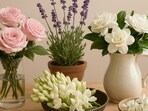 Soft, fragrant blooms arranged to bring natural perfume, gentle colour and a welcoming feel to any corner of the home.(Ai Generated)