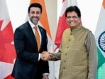 India’s Minister of Commerce and Industry Piyush Goyal (right) met with with Canada’s Minister of International Trade Maninder Sidhu during the 7th India-Canada Ministerial Dialogue on Trade and Investment as part of the New Roadmap 2025, in New Delhi on November 13. (ANI)