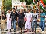 Kerala government employees under the banner of the Secretariat Action Council stage a protest outside the Election Commission’s office over the alleged stress-induced suicide of a Booth Level Officer involved in the Special Intensive Revision (SIR), in Thiruvananthapuram in Kerala on Monday. (PTI PHOTO)