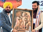 Punjab CM Bhagwant Mann and Haryana CM Nayab Singh Saini, during the 32nd meeting of the Northern Zonal Council, in Faridabad on Monday. (ANI) Punjab CM Bhagwant Mann and Haryana CM Nayab Singh Saini, during the 32nd meeting of the Northern Zonal Council, in Faridabad on Monday. (ANI)