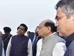 The review at Sonia Vihar was led by Union minister for ports, shipping and waterways Sarbananda Sonowal, lieutenant governor VK Saxena, water minister Parvesh Verma and tourism minister Kapil Mishra. (HT Photo)