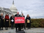 U.S. Senator Mark Kelly (D-AZ) speaks at a press conference with U.S. Representative Adelita Grijalva (D-AZ) calling for the release of the Epstein files on Capitol Hill in Washington, D.C., U.S., November 18, 2025.
