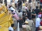 Unruly scenes were witnessed as nearly 5,000 protesters, including politicians and farmers, stormed the PU campus on November 10 amid the senate row. (HT File Photo)