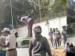 Santosh Kumar, an unemployed man in his 30s, suddenly climbed onto the roof of the cab he was travelling in.