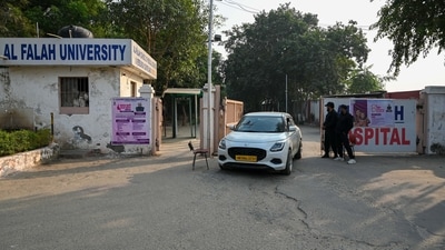 Al Falah University, located at Dhauj road, where professor Muzammil Shakeel was arrested for allegedly possessing explosives, arms and bomb-making equipment, in Faridabad. ( Parveen Kumar/Hindustan Times) Al Falah University, located at Dhauj road, where professor Muzammil Shakeel was arrested for allegedly possessing explosives, arms and bomb-making equipment, in Faridabad. ( Parveen Kumar/Hindustan Times)