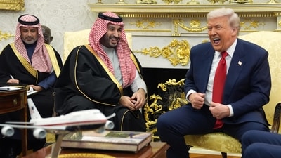 President Donald Trump meets Saudi Arabia's Crown Prince Mohammed bin Salman in the Oval Office of the White House, Tuesday, Nov. 18, 2025, in Washington. (AP)